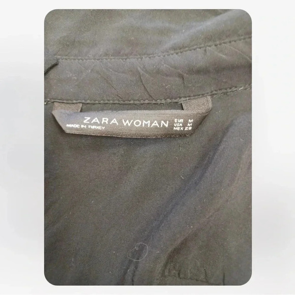 Zara Woman Black Long Sleeve Button Down Top Size Medium - Picture 7 of 9